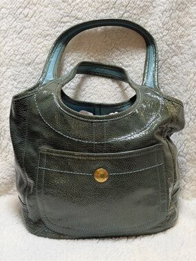 COACH 11012 Ergo Teal Pond Patent Leather Satchel Shoulder Bag 65th Anniversary